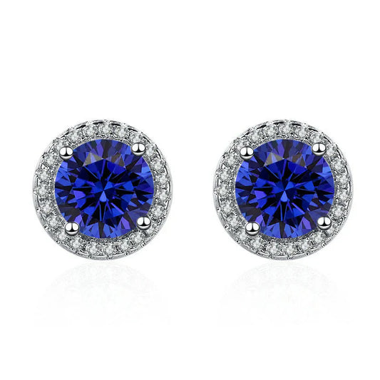 Sapphire Blue Halo Studs