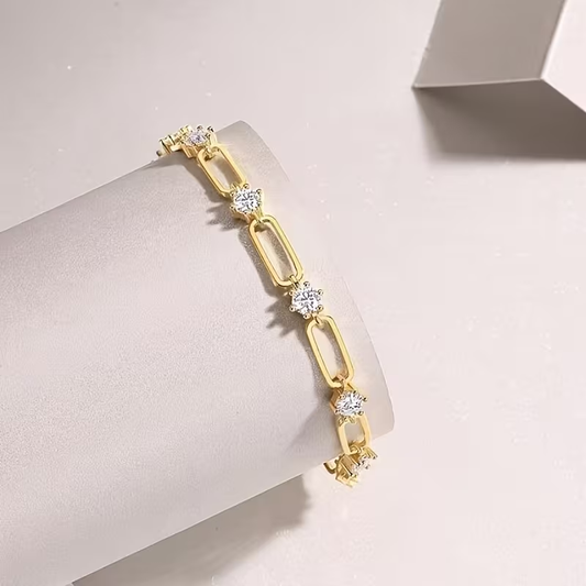 Golden Crystal Link Bracelet