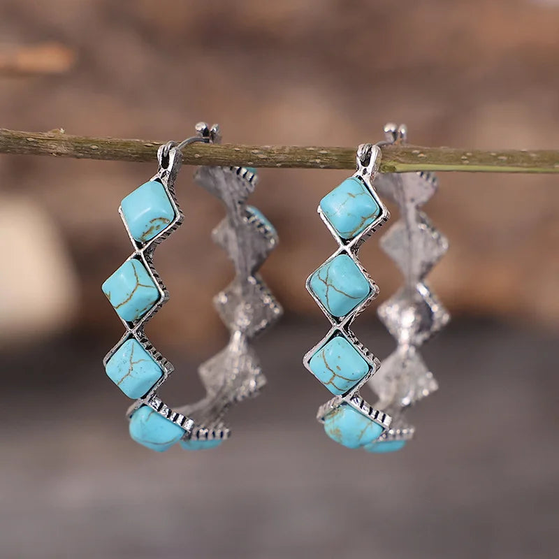 Turquoise Crescent Hoops