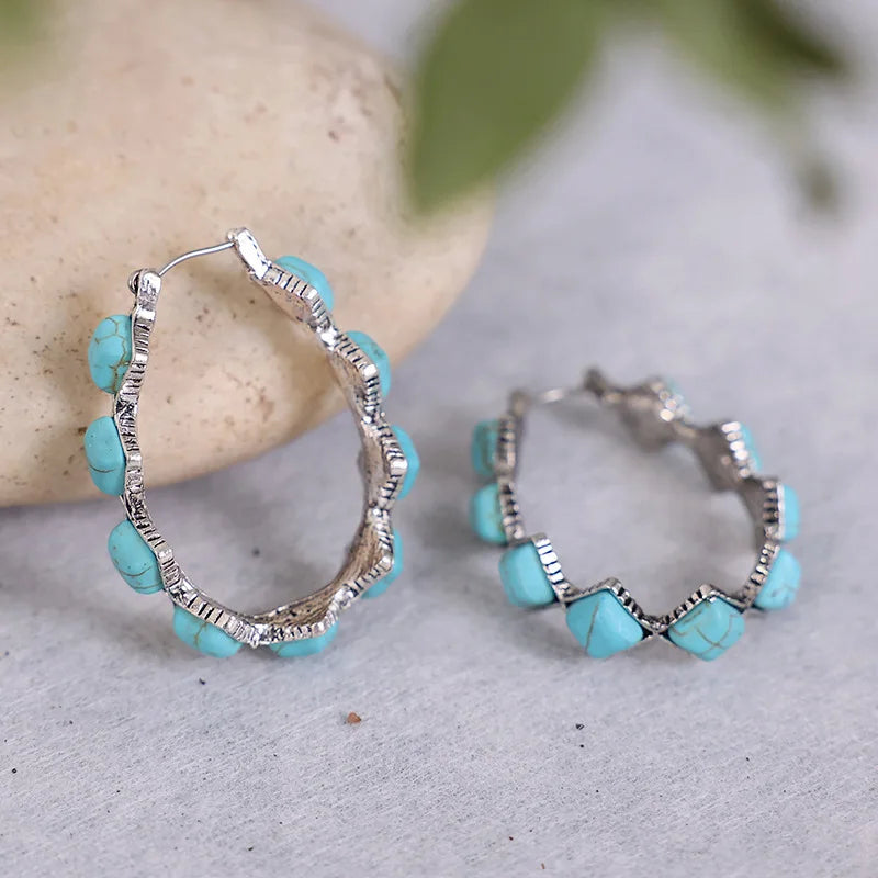 Turquoise Crescent Hoops