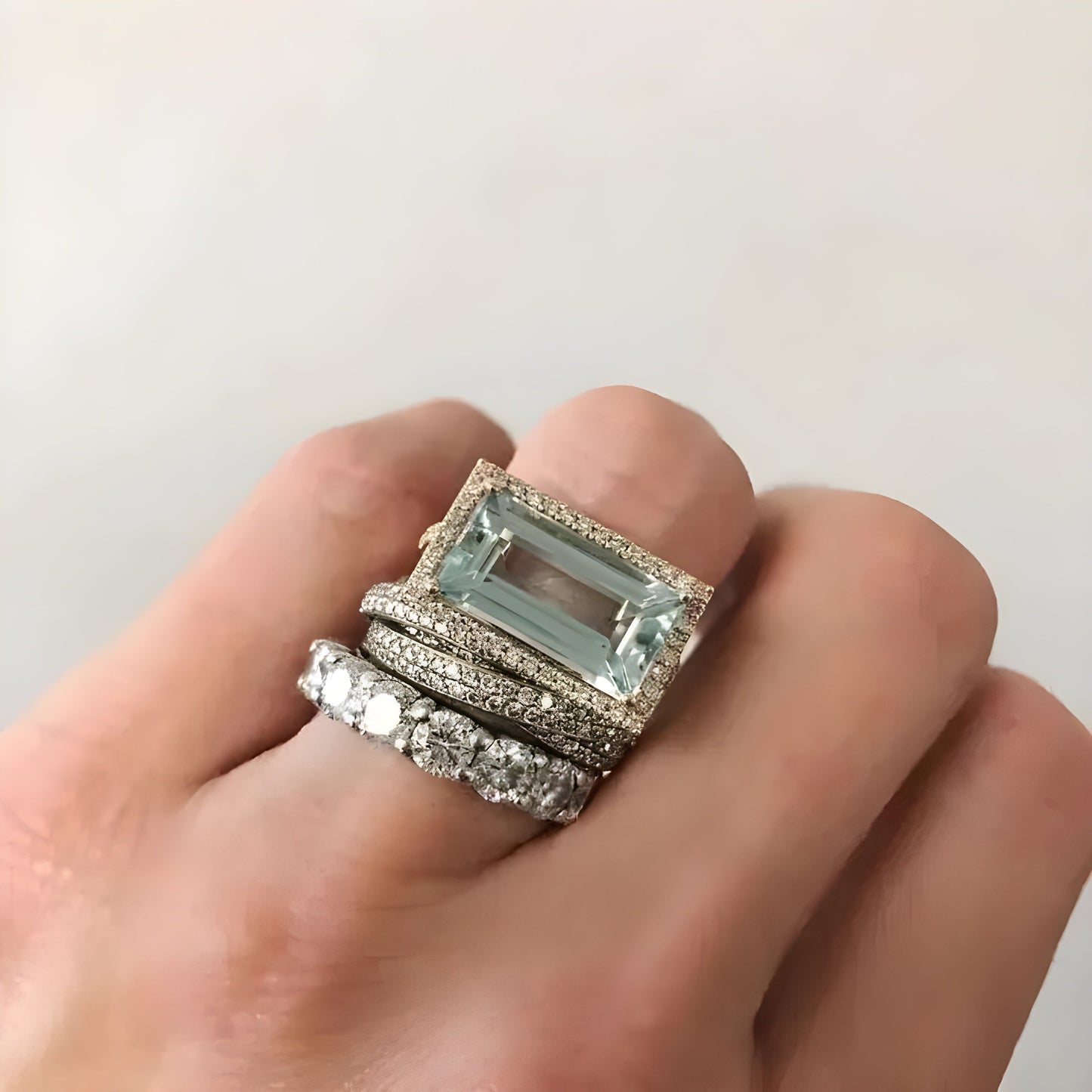Vintage Turquoise Silver Ring Set