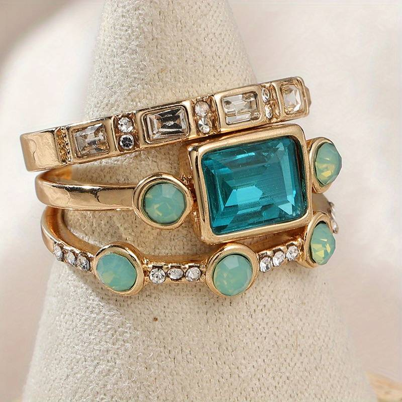 Blue Stone Ring Set