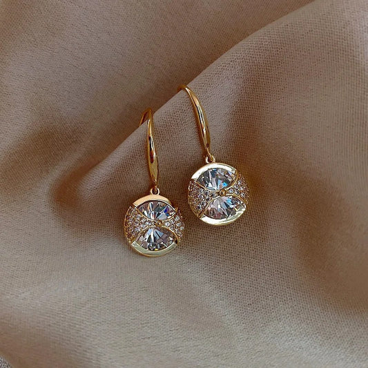 Round Gold Drop Earrings